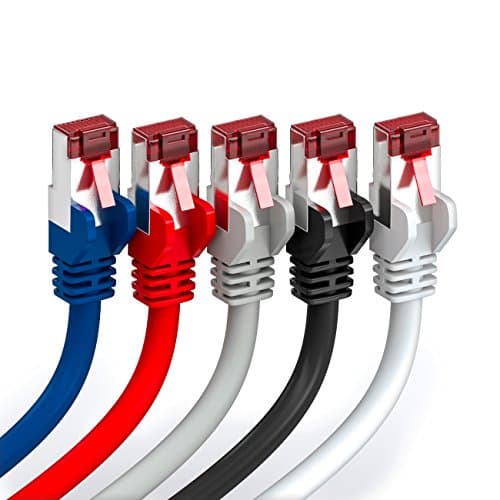 deleyCON 5x 1m Câble Patch CAT6 PIMF S/FTP un Blindage CAT-6 RJ45 Câble Réseau Câble Ethernet LAN DSL Routeur Modem Point D'Accès Patch Panels - Multicolore