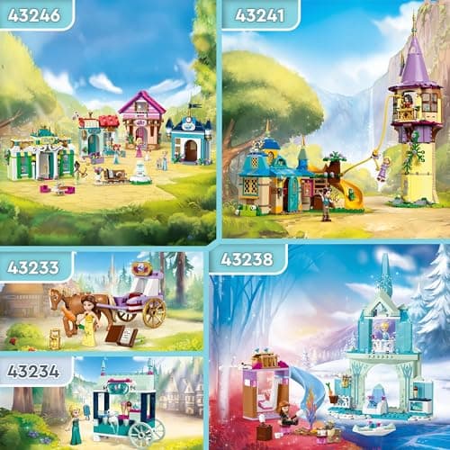 LEGO Disney Princess Le Château de Glace d’Elsa, Jouet de Princesse La Reine des Neiges, 2 Figurines Animales et Mini Poupées Elsa et Anna, Cadeau pour Filles et Garçons Dès 4 Ans 43238
