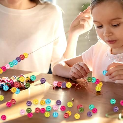 Aililong Lot de 1050 perles colorées : perles en plastique de 8 mm à enfiler pour la fabrication de bijoux, bracelets et colliers