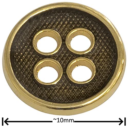 AERZETIX - C65574 - Lot de 10 Boutons à coudre ronds Ø10x1.4 mm 16L L16 à 4 trous - couleur: doré/noir - en métal - mercerie vêtements couture mode confection tissu aiguille