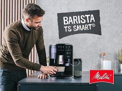 Melitta Barista TS Smart Noire, Machine à Café à Grain avec Broyeur, Connectée, Système One Touch, Double bac à grains, 21 spécialités, Mode 1 à 2 Tasses, Automatique, Écran Couleur TFT, F850-102