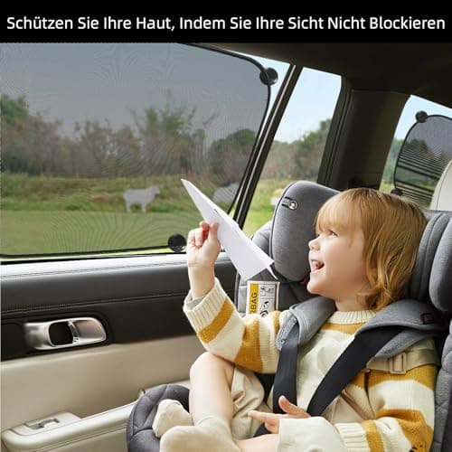 Nadinsta 16 Pièces Pare Soleil de Voiture Enfants avec Protection UV, Protege Soleil Voiture avec 10 Ventouses, Sac de Rangement, Universelle Soleil Fenêtre de Voiture, Parsoleil pour Voiture
