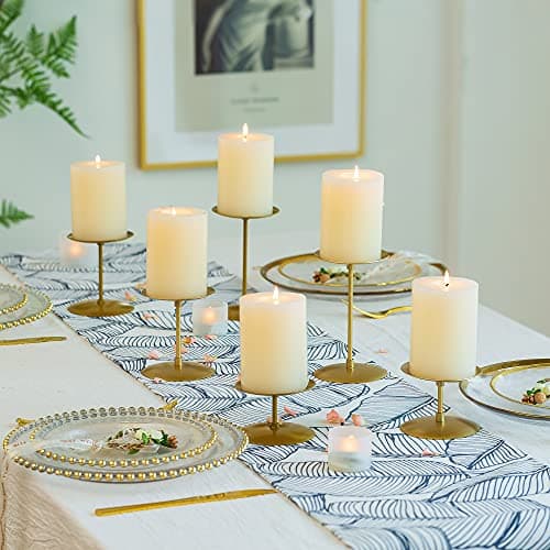 Romadedi Bougeoir Doré pour Bougies Pilier - Lot de 24 Bougeoirs Métal Moderne Décoration Centre de Table pour Mariage Noël L’Avent pour la Maison Salon Table Salle à Manger