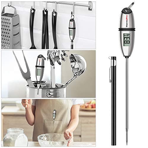 ThermoPro TP02S Thermomètre de Cuisson Numérique 5 Secondes Thermomètre Instantané Thermomètre pour Boissons Chaudes Lait Les Confiseries avec Longue Sonde