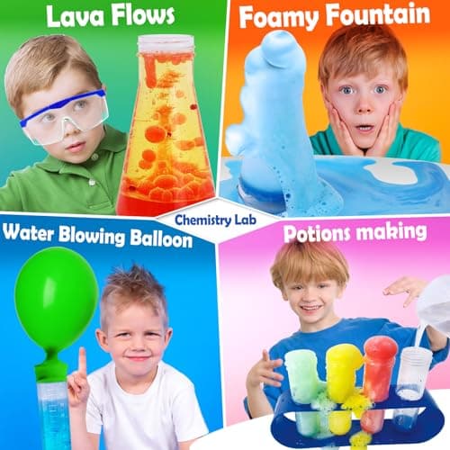 UNGLINGA Kit Scientifique pour Enfants - Laboratoire Enfant avec 60+ Expériences y Activites Manuelles eux Éducatif de Sciences et Chimie, Volcans