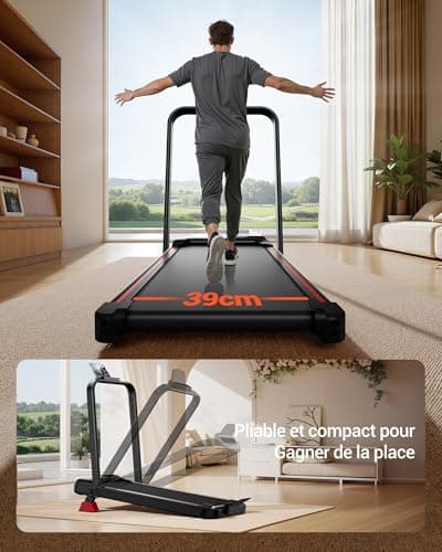 UMAY Tapis de Course Pliable Inclinable 15%, Tapis de Marche Inclinable 6 en 1 avec Moteur Silencieux, Walking Pad Charge Max 136KG