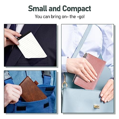 WEMATE Cuir PU Carnet de Poche,Bloc Note,10 Mini Bloc Notes de Poche avec recharges et stylo à bille en métal pour,Petit Carnet de Notes de Poche,pour bureau, école Noir