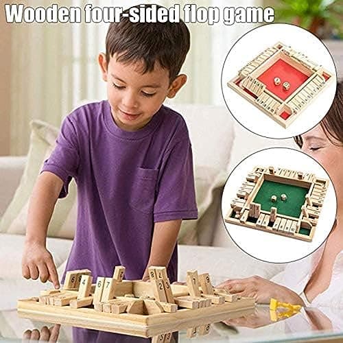 MplehDa Jeu de Plateau en Bois, 4 Joueurs Shut The Box - Jeu de dés mathématiques Traditionnels - Pub Board - Voyage - 4 Joueurs - Great Family - Vacances - Jeu divertissant (Rouge)