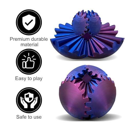 Sphère Steampunk Engrenage,Boule à Engrenages, Boule Engrenage 3D-imprimée pour Soulagement du Stress,Boule Fidget Créative,pour Enfants et Adultes,pour Relaxation et Concentration (Bleu-Violet)