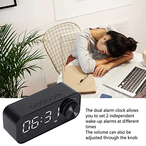 Radio-réveil, Haut-Parleur Bluetooth Multifonctionnel, Haut-Parleur D'horloge, Radio-réveil Portable avec LED, Haut-Parleur Bluetooth pour Bureau de Chambre(Le Noir)
