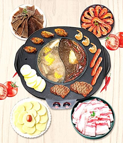 Hot Pot Barbecue électrique 2 en 1 multifonction - Poêle à griller anti-adhésive sans fumée - Convient pour 5 à 6 personnes