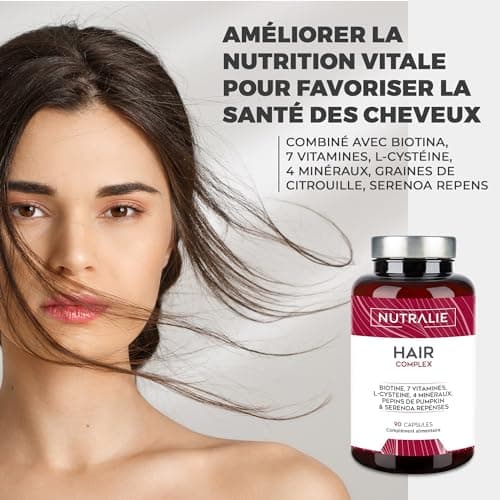 POUSSE CHEVEUX Très Rapide - Anti-Chute + Vitamine Cheveux - [PRIX 2022] Biotine + Zinc + L-Cystine - Cure Croissance & Fortification - Femme et Homme - Haute Dose Biotine - 90 Gélules - Nutralie