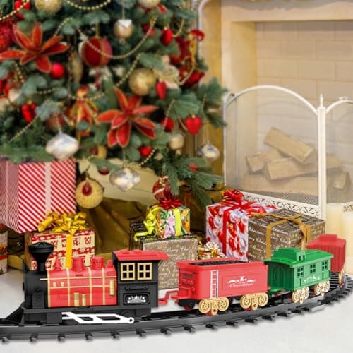 Daity Train de Noël électrique silencieux et durable pour enfants - Train électrique autour du sapin de Noël - Décoration adaptée aux enfants