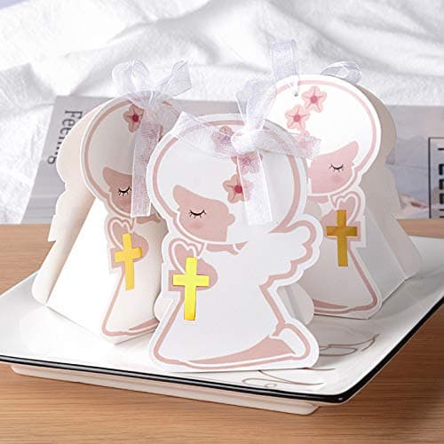 50PCS Boîte Baptême Fille Bonbonnières en Forme Ange pour Baptême Naissance Fête Anniversaire