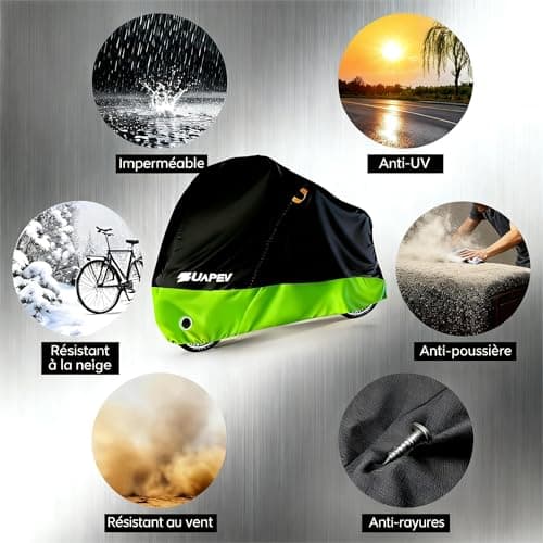 ZUAPEV Housse Velo Exterieur Protection, Bache Velo Exterieur Impermeable 210D Bâche Vélo Etanche, Protege velo Pluie Couverture 1 Velo de Course/Route/ VTT/Electrique/Ville/Enfant,195x70x110cm