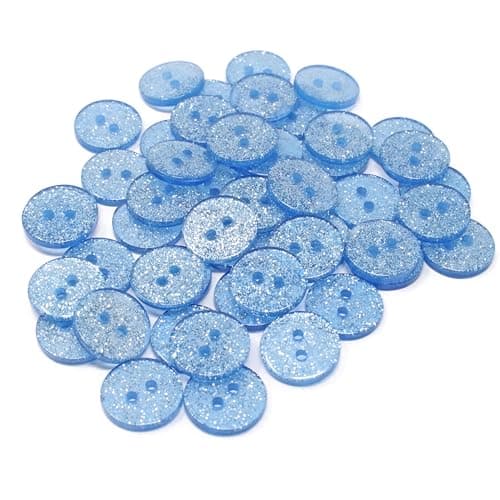 Special Touches Lot de 50 boutons ronds en résine Bleu pailleté 15 mm