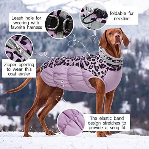 Kuoser Manteau d'hiver pour Chien Imperméable et Chaud - Gilet Réfléchissant pour Chiot avec Doublure en Polaire - Coupe-Vent pour Animaux de Compagnie pour Petits Moyens et Grands Chiens