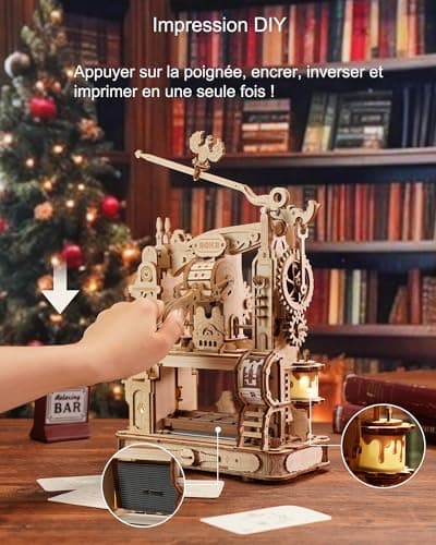 ROKR Maquette en Bois a Construire Puzzle en Bois 3D Presse à Imprimer Classique, Cadeaux pour Adultes et Enfants, Classic Printing Press, LK602