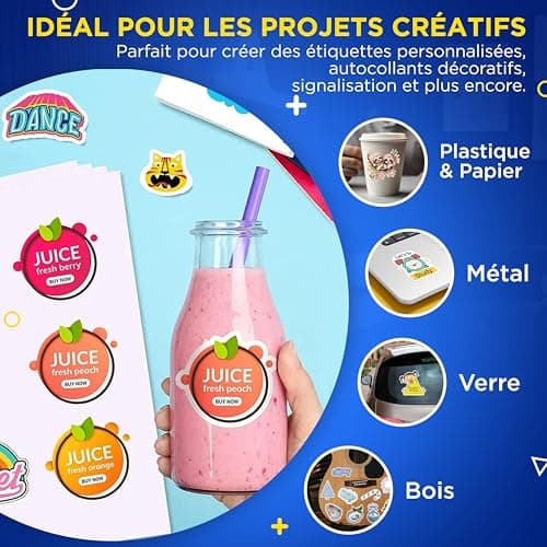 25 Feuilles de Vinyle Adhésif Imprimable A4 Imperméable | Papier Vinyle Adhésif Imprimable Blanc Mat | Papier Autocollant Imperméable | Vinyle pour Imprimantes