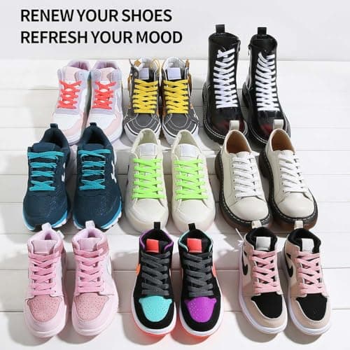 VSUDO Lacets Chaussures Blanc Plat pour Sneakers 130 cm - Compatible avec Nike Air Force, Adidas Stan Smith, Converse, Vans, New Balance, etc. (1 Paire)