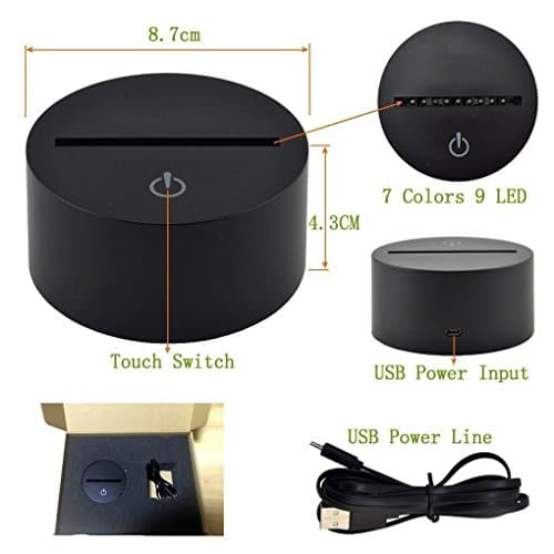 HPBN8 Ltd Illusion Optique 3D Dauphin Nuit Lampe Art Déco Lampe Lumières LED Décoration Lampes Touch Control 7 Couleurs Change Veilleuse USB Powered Enfants Cadeau Anniversaire Noël Cadeaux