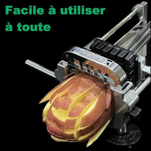 Eascandy Coupe-frites professionnel, Trancheuse à pommes de terre en acier inoxydable 12,7 mm et 9,5 mm et 6,35mm, Coupe-pommes de terre robuste pour patates douces, carottes, ignames et concombres.