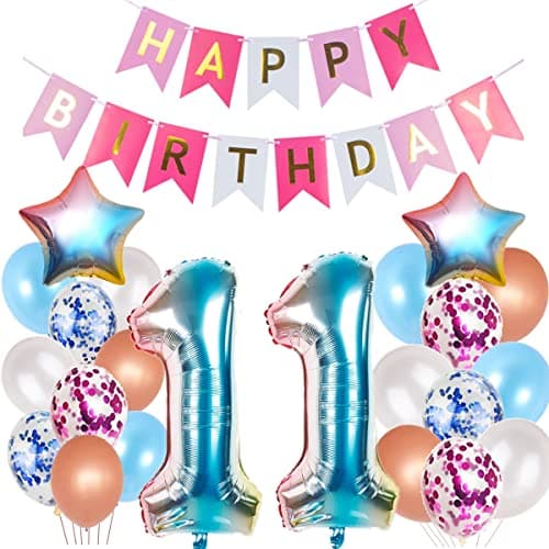 Ballons Décoration 11e anniversaire fille rose,11e anniversaire Décoration fille,11 ans Décoration anniversaire fille 11e anniversaire Décoration 11 anniversaire fille 11 déco anniversaire rose