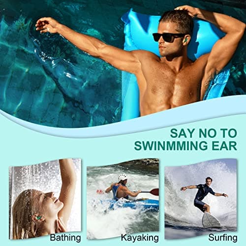 Bouchon Oreille Piscine, 3 Paires de Bouchons d'oreilles de Natation en Silicone Réutilisables et Imperméables pour le surf et autres sports nautiques