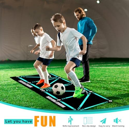 YAOZUP Tapis Football Entrainement, 90 x 60 cm Tapis d'entraînement Football Antidérapant, Tapis d'entraînement de Football, Tapis Football Dribble Footstep d'entraînement