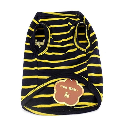 PAIDEFUL Vêtements pour petits chiens, chats, garçons et filles, été à rayures classiques T-shirt gilet respirant en coton T-shirt sans manches Chihuahua Yorkshire