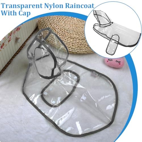 Imperméable pour Chien, Imperméable pour Chien avec Capuche en Nylon Transparent, Manteau imperméable pour chiens de petite taille et chats, réglable, avec capuche, transparent, M