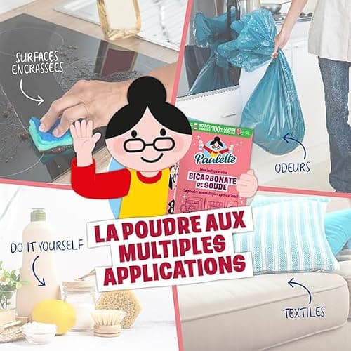 Paulette - Bicarbonate de Soude - Nettoie en Douceur, Ravive les Couleurs, Neutralise les Mauvaises Odeurs - Authentique et Naturel, Ecocert - 500gr