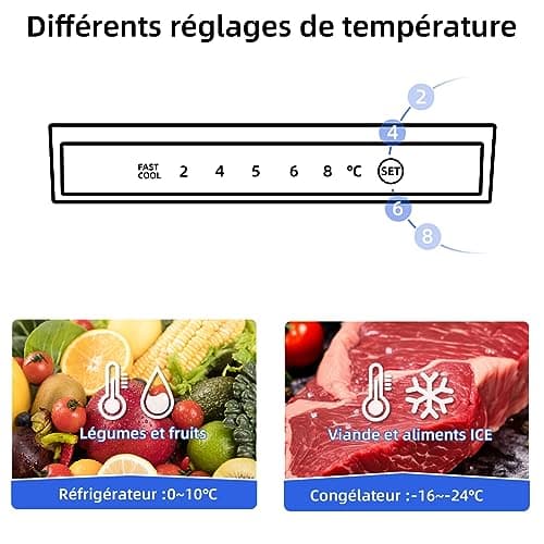 CHIQ Réfrigérateur congélateur bas FBM260L 262L (187+75), Low frost, Acier inoxydable, Portes réversibles, 39 db, 12 ans de garantie sur le compresseur