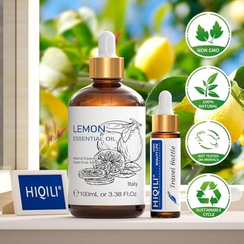 HIQILI 100ml Huile Essentielle Citron,100% Pure Naturelle pour Huile Essentielle, Ajoutée au Diffuseur, Spray