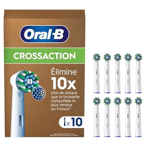 Oral-B Pro Cross Action Brossettes pour Brosse à dents électriques, Pack De 10 Unités, Convient À Une Boîte Aux Lettres