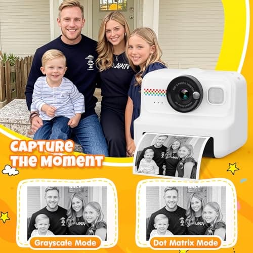 HiMont Appareil Photo Instantané Enfants, 1080P Appareil Photo Numérique Enfant & Caméra Vidéo avec Carte de 32GB & 3 Rouleaux de Papier d'impression, Cadeaux pour Garçons & Filles de 3 à 12 Ans