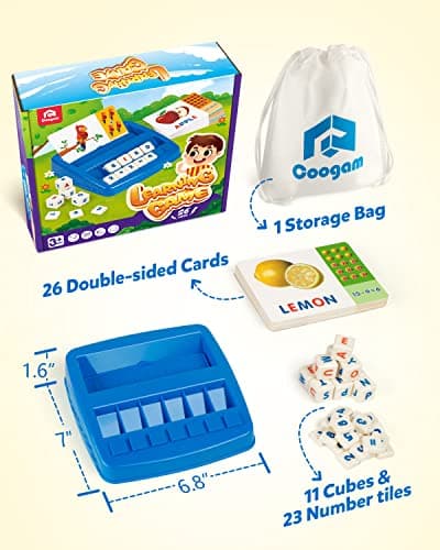 Coogam Jeu de Lettres Assorties, Alphabet Orthographe Lecture Cartes Flash, Math Nombre Mots Puzzle Montessori Apprentissage Précoce Cadeau Éducatif Jouets pour 3 4 5 Ans Enfants