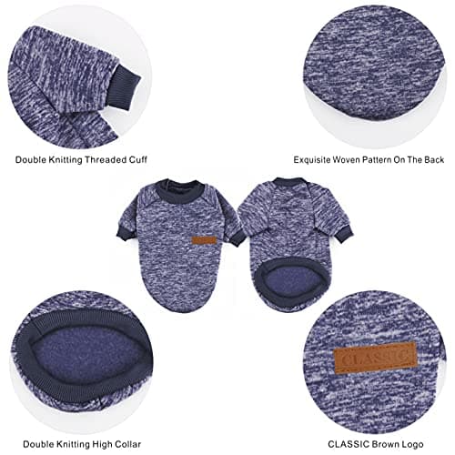 Mosucoirl Pet Chat Chien Pull, Hiver Chien Cavaliers Chat Vêtements Confortable Polaire Pet Manteau Costume Chaud Chandail Vêtements pour Chiot Petit Moyen Chien