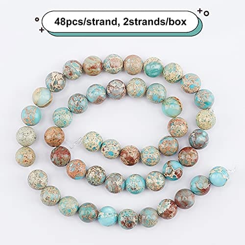 OLYCRAFT 96 pièces 8mm Perles de Jaspe Impérial Naturel Regalite Jaspe Perles Brins Rondes Perles de Pierres Précieuses en Vrac Pierre D'Énergie pour Bracelet Collier Fabrication de Bijoux