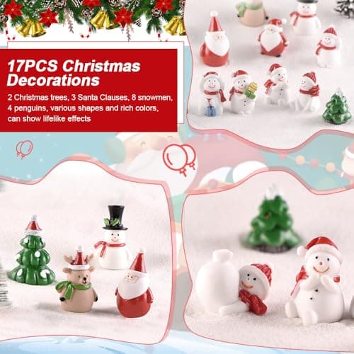 LPAMABA 17 PCS Figurines de Décoration de Noël Figurine Noël Miniature Figurine Noel Resine Noël Miniature Ornament Kits Noel Miniature Ornament Sapin Décoration de Noël Miniature