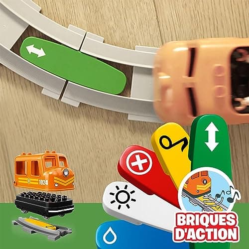 LEGO 10875 Duplo Le Train De Marchandises: Jouet Éducatif avec Rails, Son et Lumière, Grue Télécommandée, Idéal pour Les Petits Ingénieurs, Cadeau pour Enfants de 2 Ans et Plus
