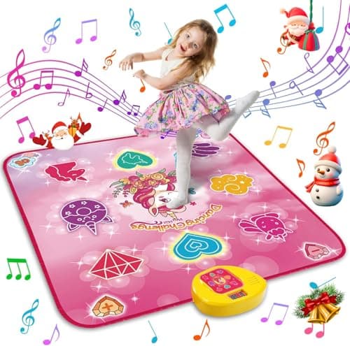Tapis de Danse pour Enfants - Cadeau pour Fille - Tapis Musical avec 6 Modes de Jeu, Modes de défi, 9 lumières LED, Tapis de Jeu Licorne pour Enfants - Jouet d'anniversaire à partir de 3 Ans - Fille