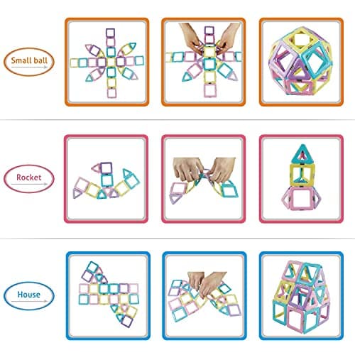 Magblock Blocs de Construction magnétiques 52 pièces Blocs de Construction 3D pour Enfants Jouet magnétique éducatif Cadeau pour garçons Filles de 3 4 5 6 7 8 Ans