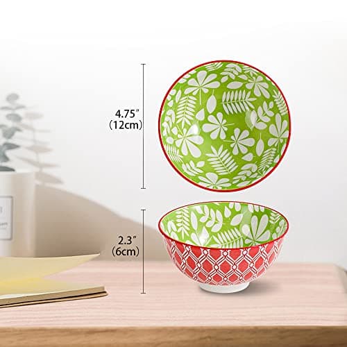 AHX Bol Petit Dejeuner Porcelaine Bols - Petit Bol Soupe 300ml - Bol Ceramique Multi Couleur - Petits Bols a Riz | Dessert | Glace | Snack - Passe au Lave Vaisselle et au Micro Ondes - Lot de 6-12 cm