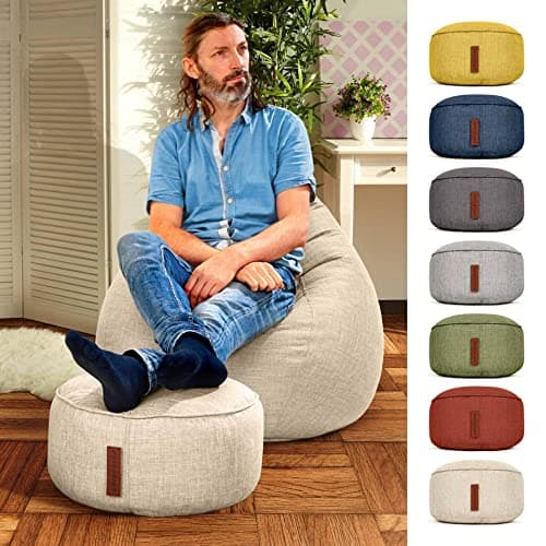 Green Bean© Tabouret 45x25cm avec Remplissage de Perles EPS - Tabouret pour Pieds Coussin pour Pieds Pouf-Siège - Coussin de Sol pour Enfants et Adultes - Repose-Pieds Coussin Siège Chaise Sable