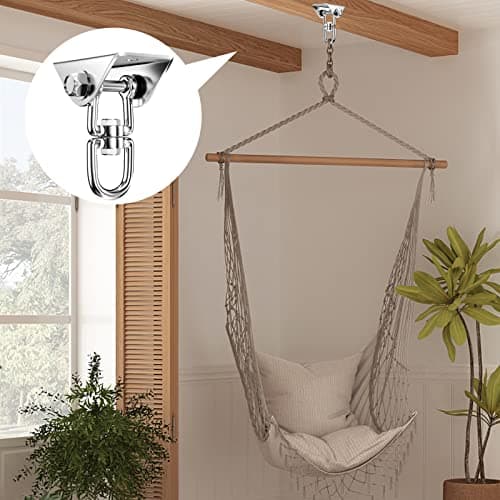 Relota Crochet Plafond Lourds Acier Inoxydable 450 kg capacité 360 ° Rotation, Crochets balancoire Suspension avec Vis Fixation pour Chaise Suspendue, balançoire, Serviette Yoga, Sac de Frappe,hamac