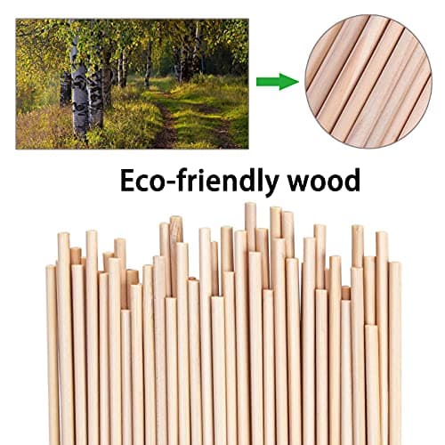 duoyif Bâtons Rond En Bois Naturel, 30 Cm Bâtonnets De Bois, Batonnet Bois Artisanat, Tige En Bois Rond Pour Bricolage, Bâtons En Bois Pour Projets De Modélisme Sculpture Artisanat 60PCS