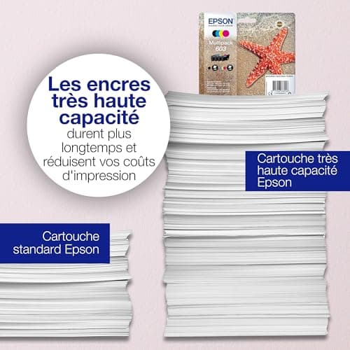 Epson Cartouches d'encre authentiques 603 Starfish, emballage multiple, 4 couleurs, Noir, Cyan, Magenta, Jaune