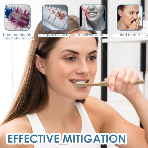 SRLWMYI Brosse a dent bambou [Lot de 4] – Brosse à dents nano – 100% sans BPA – Brosse à dents Souple ultra douce – Brosse à dents en bambou végétalienne et respectueuse de l'environnement (blanc) –