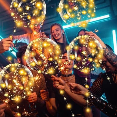 15 Pièces Ballon Lumineux, 20 Pouces Ballon Transparent, Ballon Transparent A Remplir Avec 10 Guirlandes Lumineuse, Helium Pour Ballon Pour NoëL, Mariage, Anniversaire, Saint-Valentin